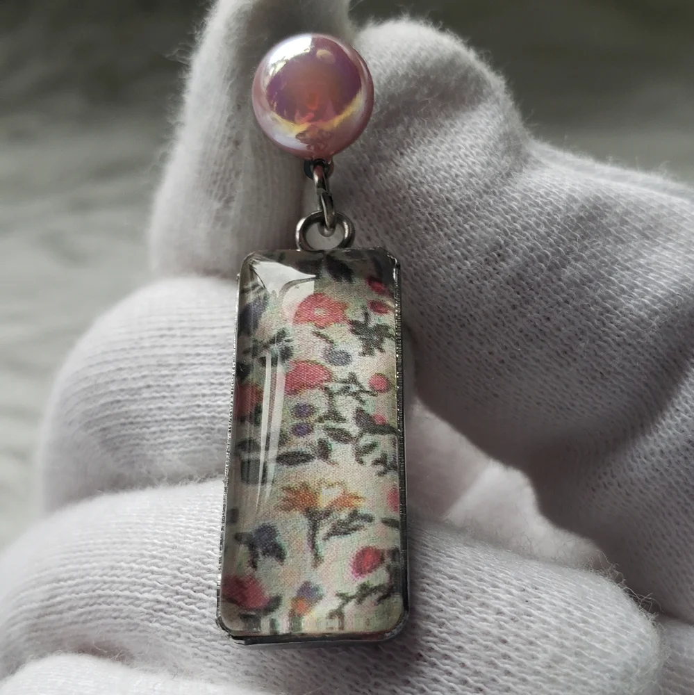 Handmade Pink Pearl Glass Spring Earrings - Picture 7 of 9